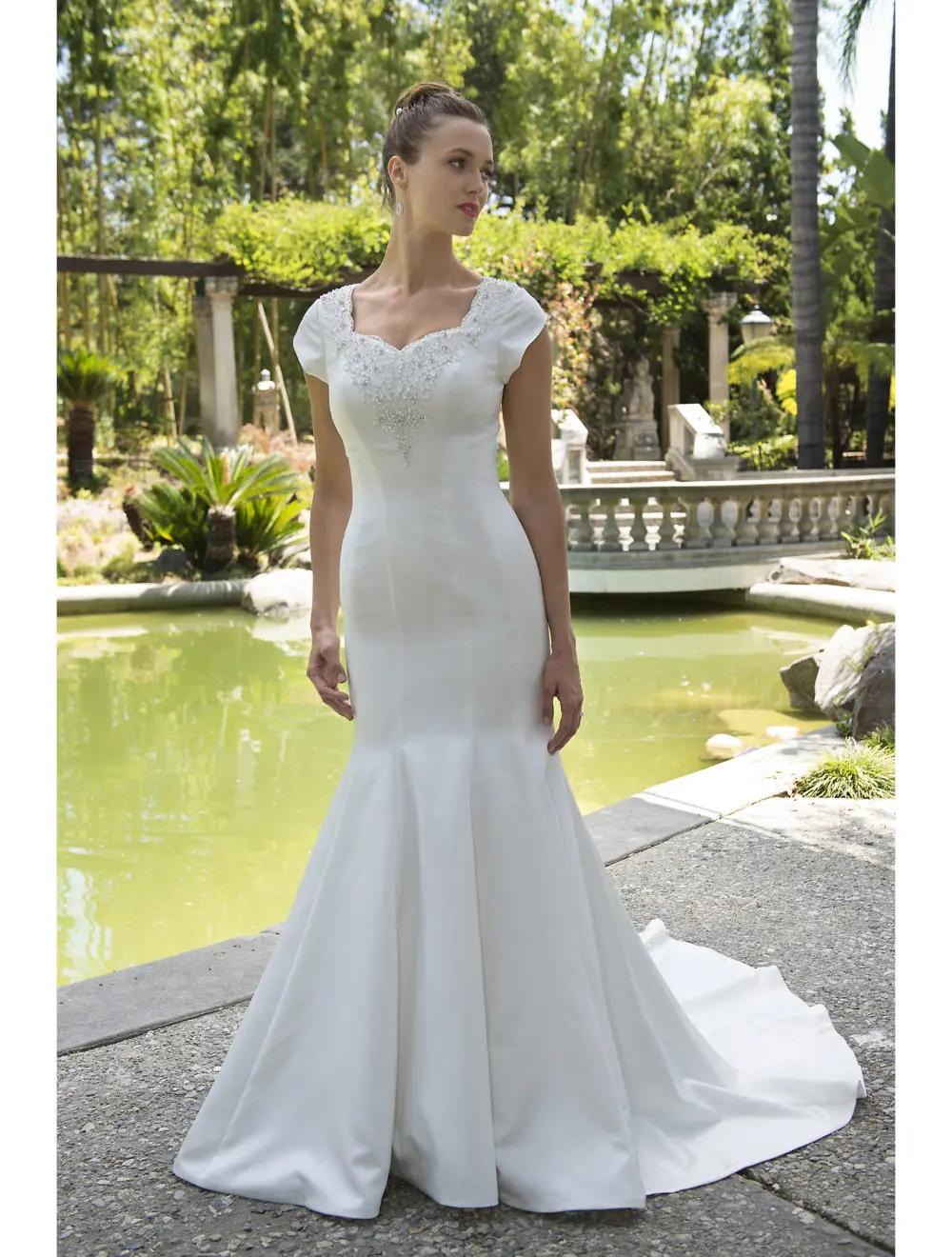 Mermaid Satin Modest Wedding Dresses 