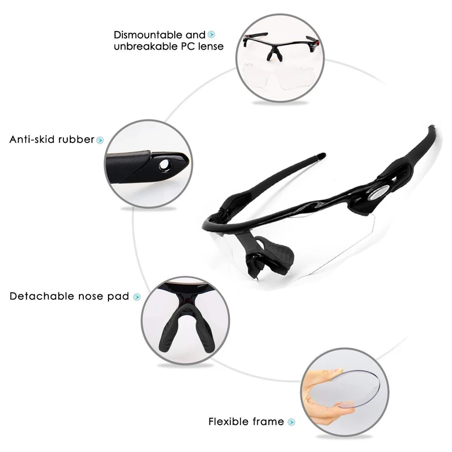 Photochromic Cycling Glasses Men Women Outdoor Sports MTB Bicycle Bike Run Sunglasses Goggles Discoloration Road Bike Eyewear