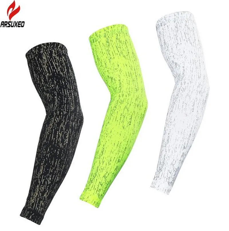 

ARSUXEO Reflective Cycling Arm Warmers Bicycle Long Sleeves Covers UV Protection Quick-dry Bike Breathable Sleeves Armwarmers