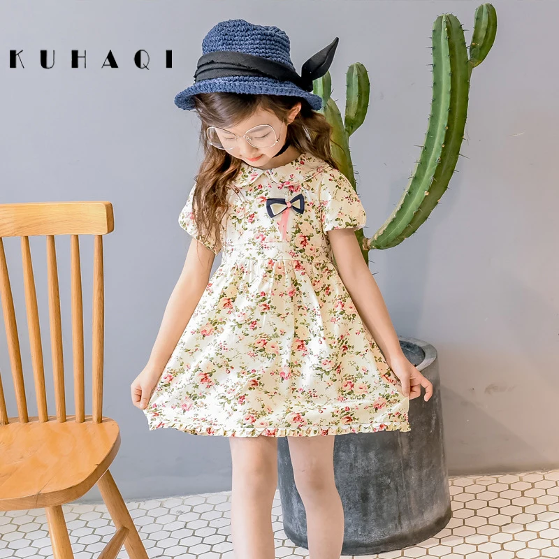 2017 New Summer print Dress Girls floral dress Children Clothing for
