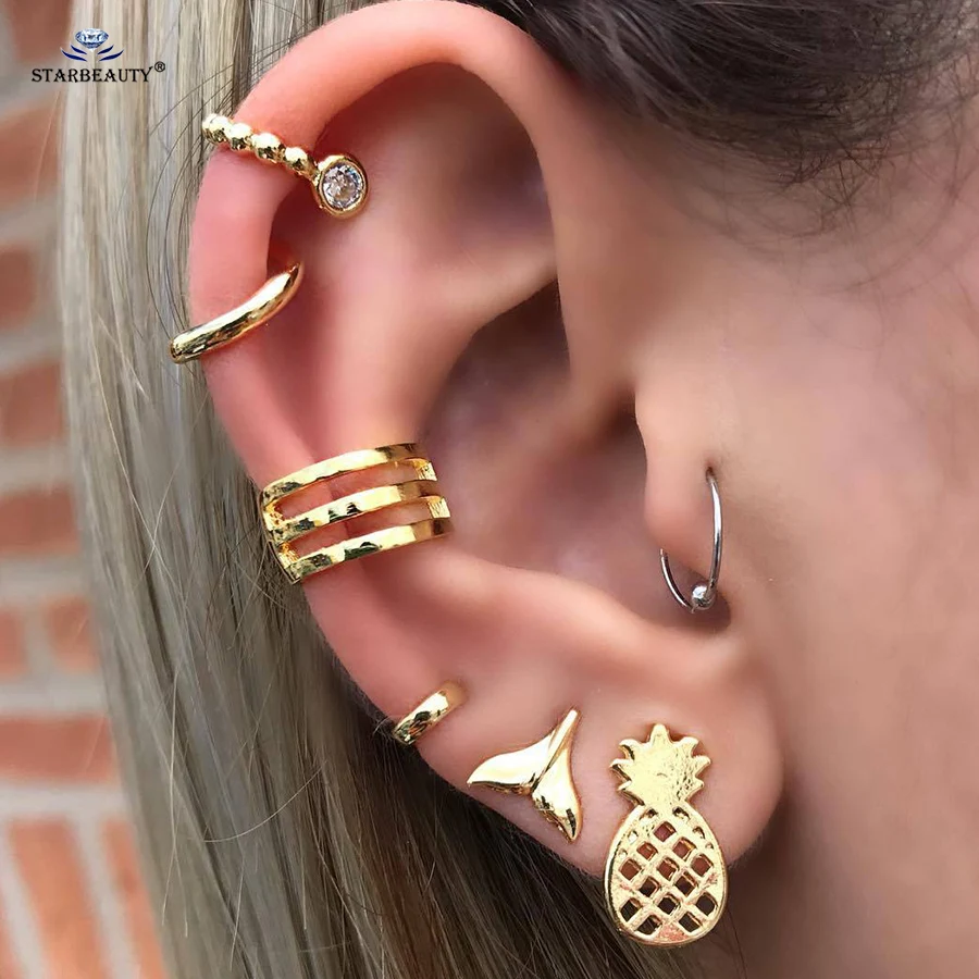 Starbeauty 7 шт./лот ананас пирсинг для козелка ушной раковины Daith серьги ювелирные изделия поддельный пирсинг искусственный пирсинг oreille поддельные серьги