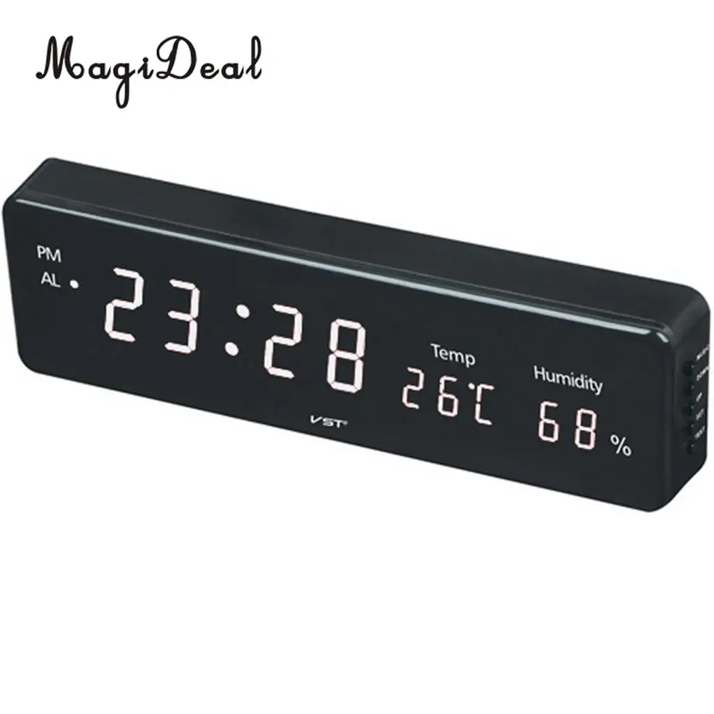 LED Digital Alarm Clock Desk Table Weather Station Desk Temperature Hygrometer Electronic Clock EU Plug