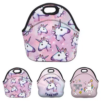 

New Cute Girls Kids Lunch Bag Neoprene Handle Nursery Thermal Bag Insulated Lunch Bags