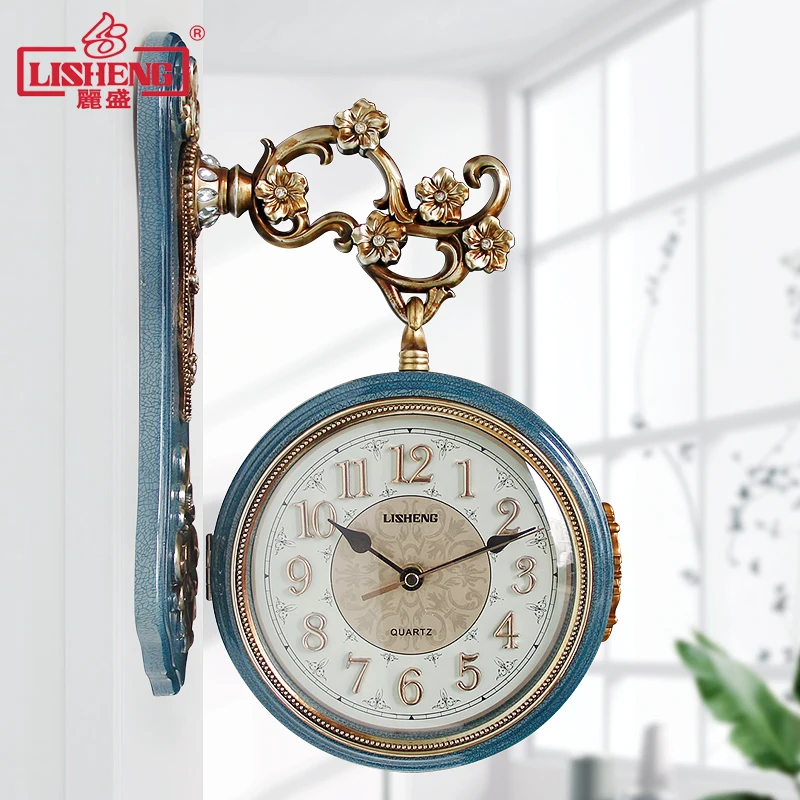

European Double-sided Wall Clock Small Mute Living Room Hanging Table Creative Clock Garden Modern Minimalist Home Wall Clocks