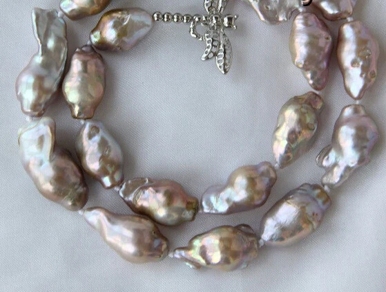 

HOT 002238 stunning big baroque purple keshi reborn freshwater pearl necklace
