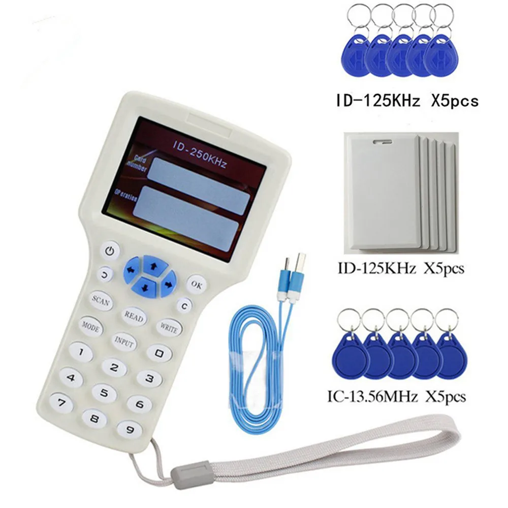 

RFID Copier ID IC Reader Writer Copy 13.56MHz 125KHz Key Programmer USB NFC UID Tag Key Card Rfid Door Lock System