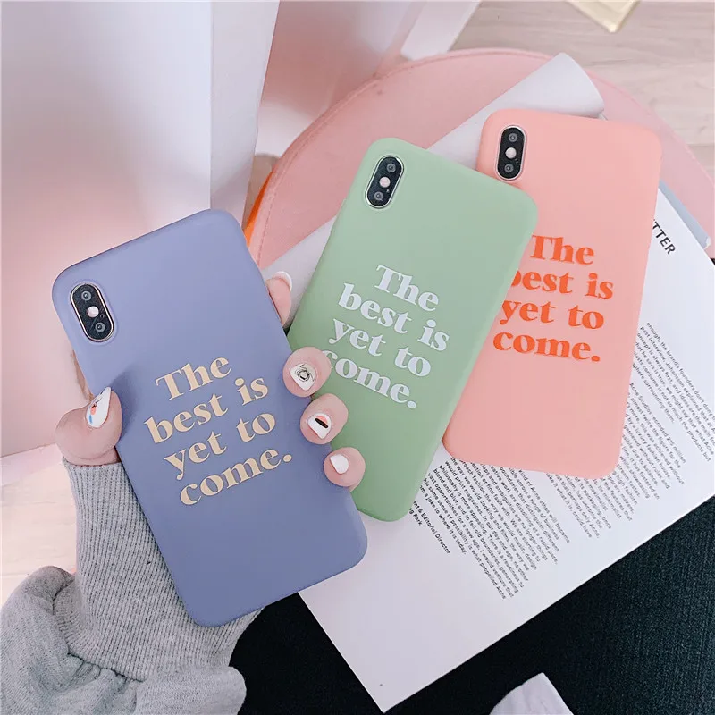 

Phone Case For iphone 8 7 6 6s plus INS Wind Simple Nude English Word For iphone X TPU Matte All-inclusive Back Case