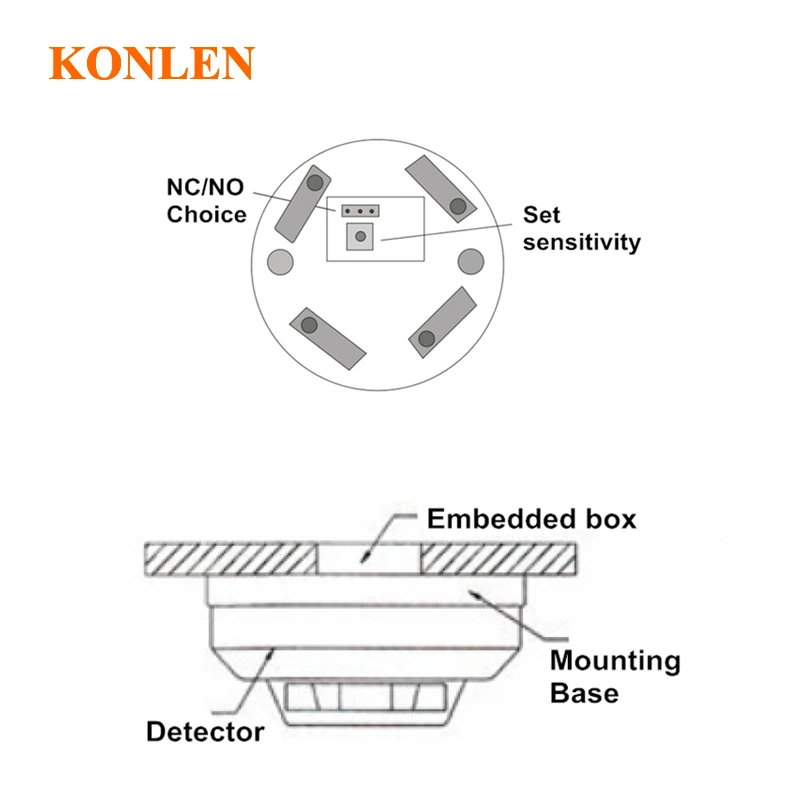 KONLEN DC 12V проводной фотоэлектрический дымовой извещатель датчик Пожарной Сигнализации выход нет/NC опционально работать с домашней охранной сигнализацией