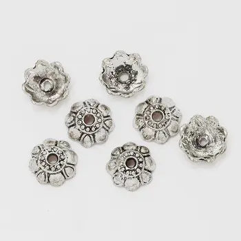 

50 pcs/lot Vintage Silver Tone Bead Caps, 9X4 MM Flower Shape Jewelry Diy End Beads-10041761