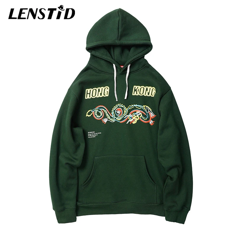 

LENSTID Harajuku Dragon Printed Hip Hop Style Streetwear Fashion Hoodies 2019 Autumn Men Casual Hooded Pullover Male Sweatshirts