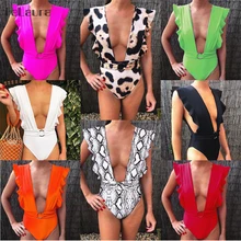 Сексуальный цельный купальник пуш-ап купальники для женщин вырез купальный костюм принт пляжная одежда Монокини купальник женский