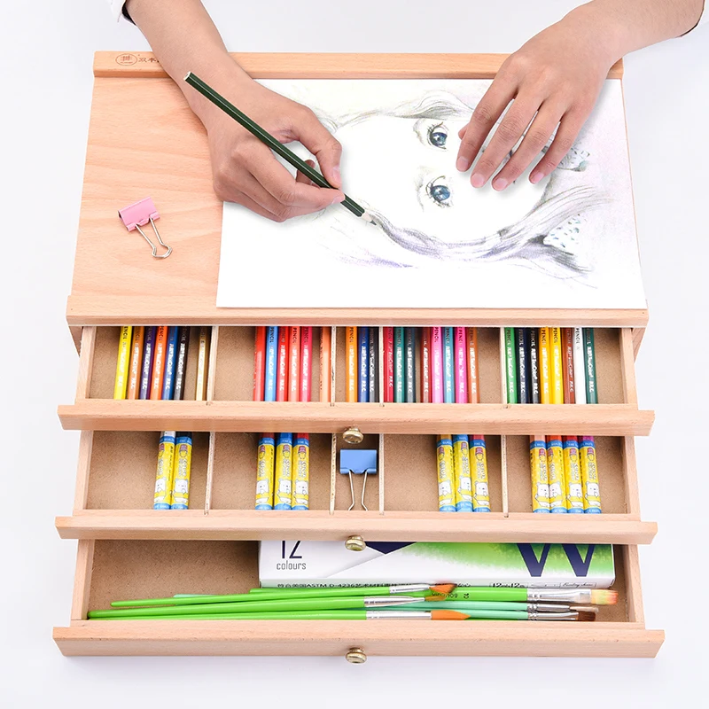 Wooden Easel Artist Caballete Pintura Easel for Painting Portable Oil Watercolor Painting Easel with Drawer Art Painting Stand