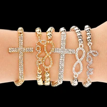20 шт Шарм Крест/Бесконечность/бар бусины с соединениями по бокам браслеты металлические бисерные ювелирные браслеты в 10 стиле