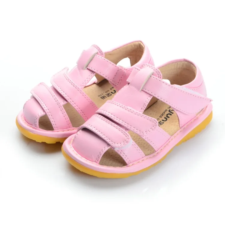 Pink Closed Toe Baby Squeaky Sandals Baby Girl Sandals 1 3Y Soft Inner