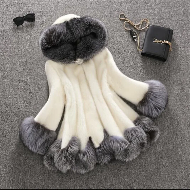 Qualité Parka Vison Imité Pur Dernière Manteau Haute Chantiers Vêtements Couleur De Fourrure Grands black White Femmes Capuchon B135 À 6q55Z