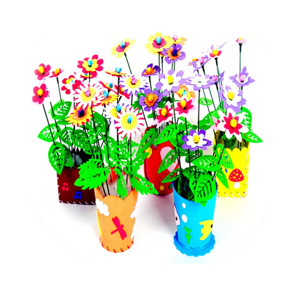 

Cartoon Unisex EVA Flower Pot Toy Kids DIY Craft Kits Creative Kindergarten Educational Children Girls 3D Puzzle