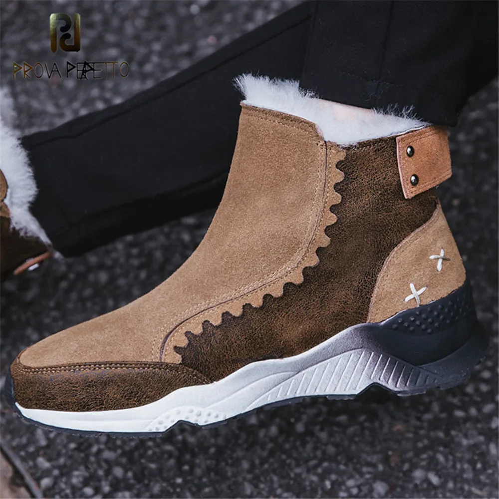 

Prova Perfetto New Winter Warm With Wool Plush Fur Snow Boots Women Cow Suede Wedge Platform Boots For Female Snow Sneaker Boots