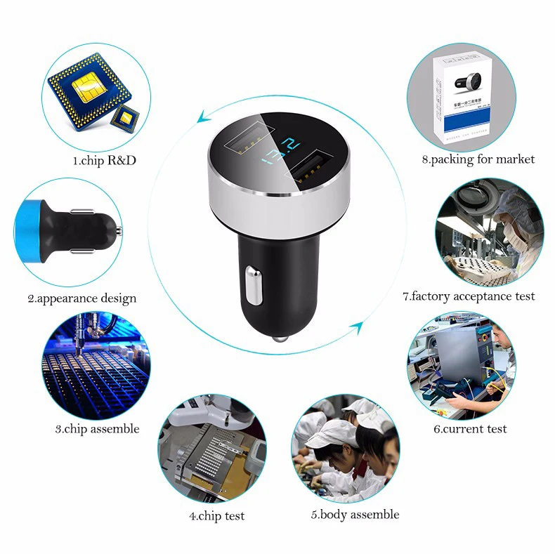 Модный Универсальный Автомобильный Зарядное устройство 5V 3.1A Quick Charge Dual с usb-портом, светодиодная Дисплей телефонный адаптер для iPhone 6S 6 5 S 5 samsung huawei