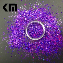 Популярные объемные разноцветные голографические фиолетовые Блестящие Блестки для украшения ногтей