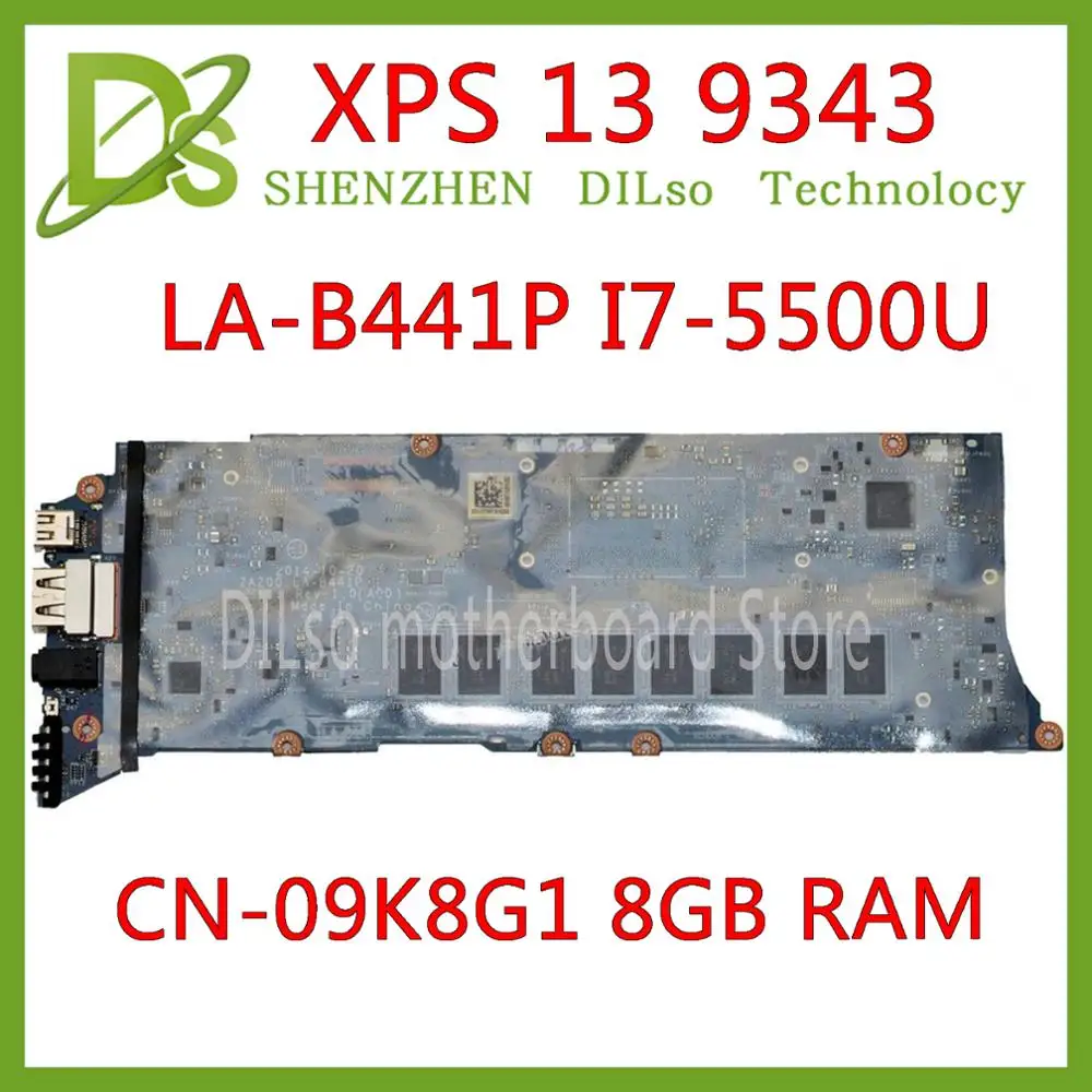 Finest  KEFU LA-B441P motherboard For Dell XPS 13 9343 Laptop Motherboard i7-5500U CPU 8GB RAM ZAZ00 LA-B44