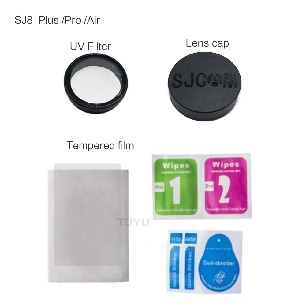 SJCAM SJ8 Lens Cap/Lens Cover/Glass UV Filter/Screen protector Film for For Original SJ8 Pro/Plus/Air Action Camera Accessories - Цвет: SJ8 UV kits 3 in 1