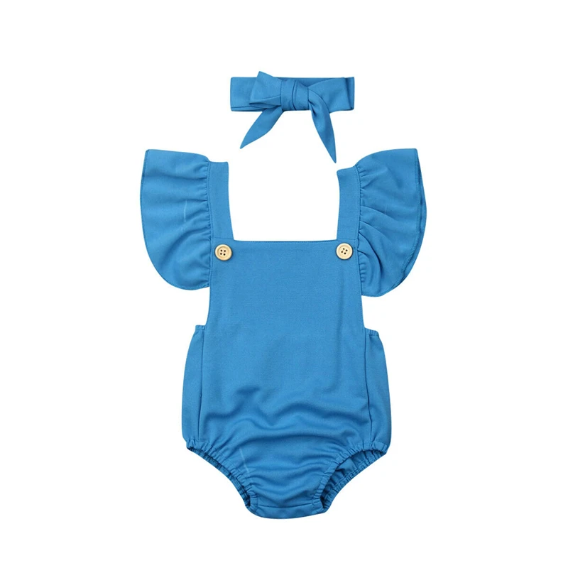 

2PCS Kids Baby Girls Bodysuit Sleeveless Toddler Jumpsuit+Headband Outfit Cotton Girls Playsuit Sunsuit Bodysuit Baby Clothing