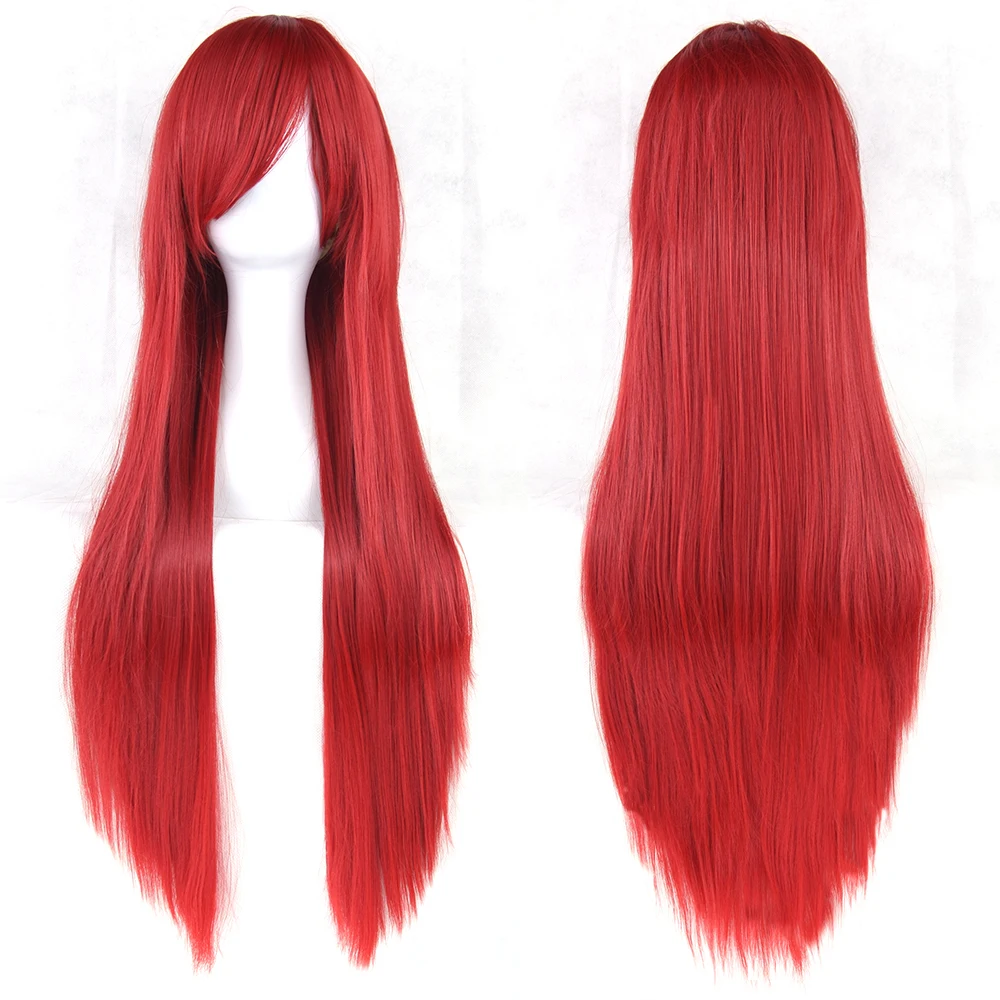 Soowee, 24 цвета, 80 см, длинные прямые женские вечерние волосы, красный и черный цвет, термостойкие синтетические волосы, косплей парик - Цвет: P12/613