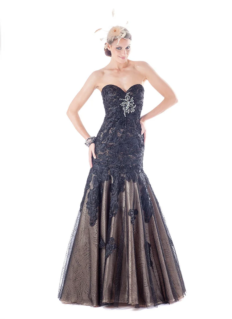 Hot Sale 2014 Floor Length Sweetheart Crystal Black Lace Mermaid Evening Dresses Beaded Mother of the Bride | Свадьбы и торжества