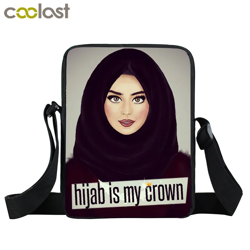 Женщина в хиджабе лицо мусульманский исламские глаза гриля мини сумка леди сумки девушки школьные сумки bookbag женская сумка через плечо - Цвет: xkbMuslimgirls13