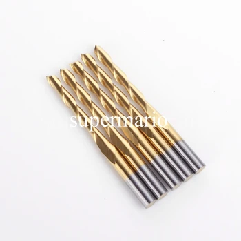 

5x 1/8'' Titanium N2 Coated Carbide CNC Double Two Flute Spiral Bits Twist Drill Bit for Wood 3.175mm x 2.5mm x 22mm FREE SHIP