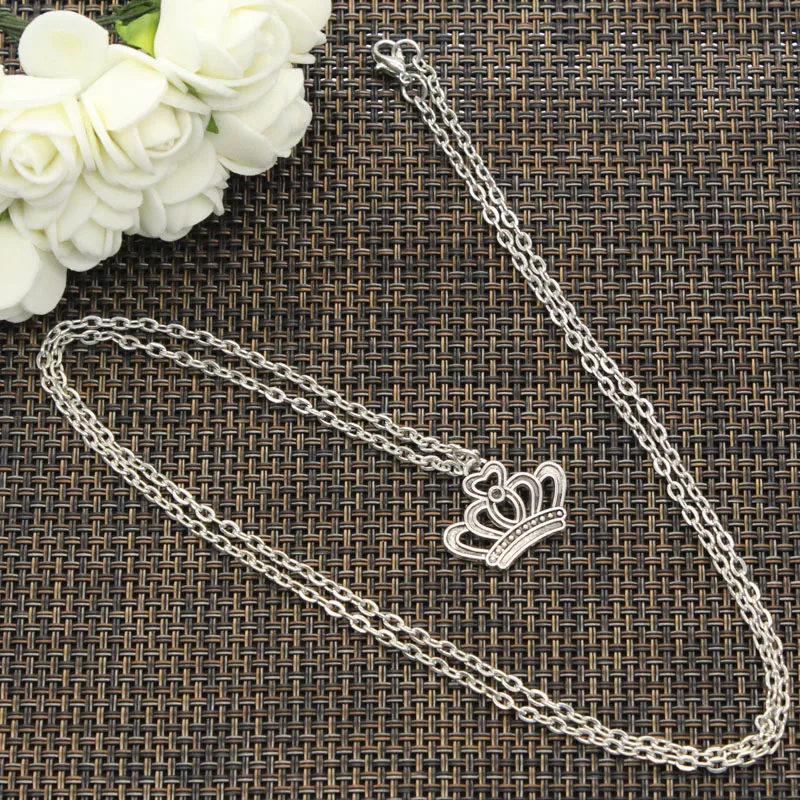

New Fashion Necklace imperial royal crown 22x18mm Silver Pendants Short Long Women Men Colar Gift Jewelry Choker