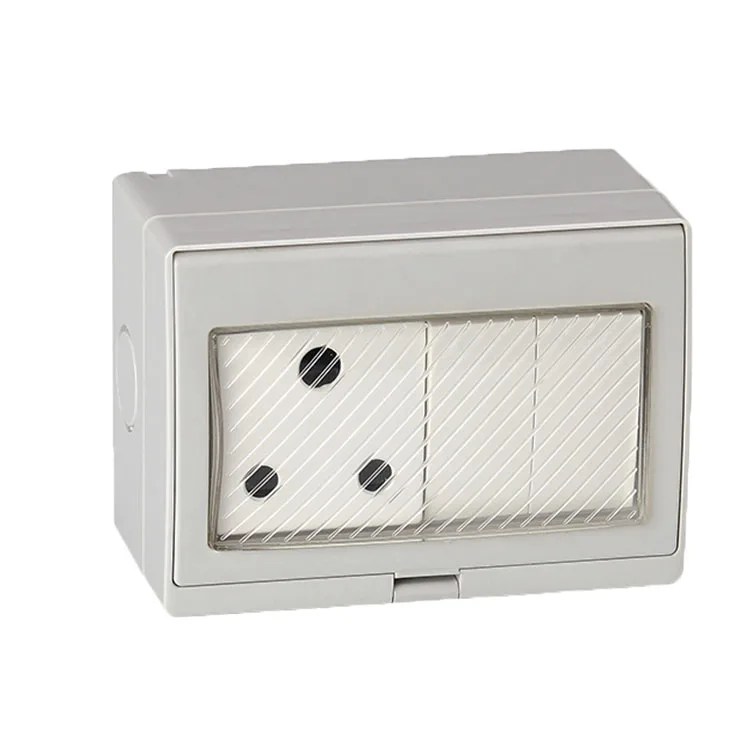 Free Shipping IP55 Waterproof 2 Gang Switch and 1 South Africa Socket