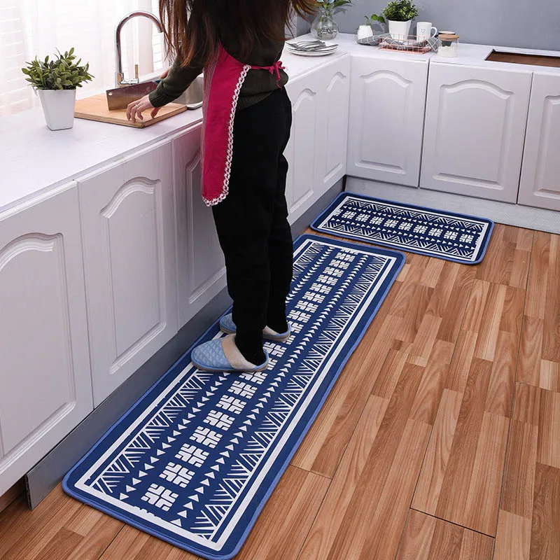 Противоскользящий набор кухонных ковриков для расслабления ног коврик для входной двери коврик мусульманский молитвенный уголок коврики посуда домашний ковер - Цвет: blue