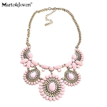 Marte и Joven многослойная цветок Коренастый себе Цепочки и ожерелья украшения для Для женщин Белый/Розовый овальный кулон большой Чокеры Цепочки и ожерелья дамы