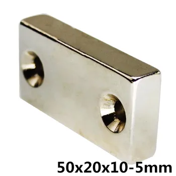 

1pc 50*20*10mm Neodymium Rare Earth Magnet Hole 5mm/ Rectangle Strong NdFeB Magnet 50x20x10mm 2 Countersunks