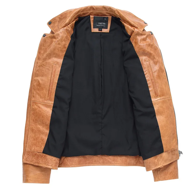 На время 2018 Для мужчин Винтаж хаки из натуральной кожи куртка Мода ОТВОРОТОМ теплые короткие Мото-куртки зимние пальто M-4XL