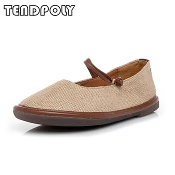 

2019Summer round head casual shoes shallow mouth cotton and linen art women's sandals soft bottom comfortable wild women's shoes