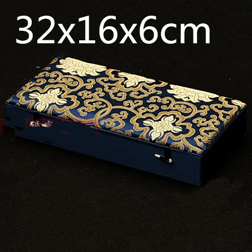 Роскошная прямоугольная деревянная коробка с подарочным шарфом коробка упаковочная к рождству шелк класса "люкс" из парчи для хранения Коробки украшения 32x16x6 см