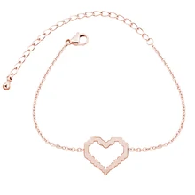 Уникальные браслеты с сердечком для женщин, модные ювелирные изделия, розовое золото, серебро, Pulseira Feminina, подарок на день Святого Валентина