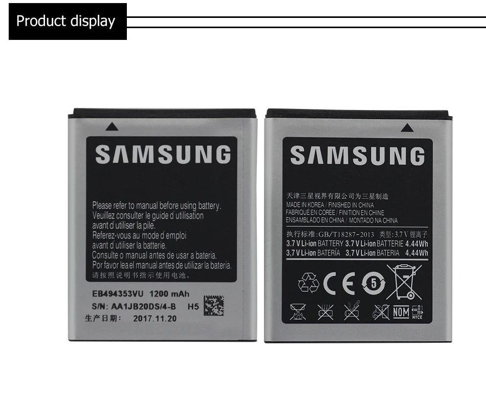 Samsung телефон Батарея EB494353VU 1200 мА-ч для samsung S5330 GT-S5570 i559 S5570 S5232 C6712 S5750 замена батареи