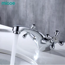 Micoe кран для раковины, кран для ванной, кран для раковины, водопад, хромированный кран для горячей и холодной воды, хромированный двойной обработчик, кран на одно отверстие, H-HC226
