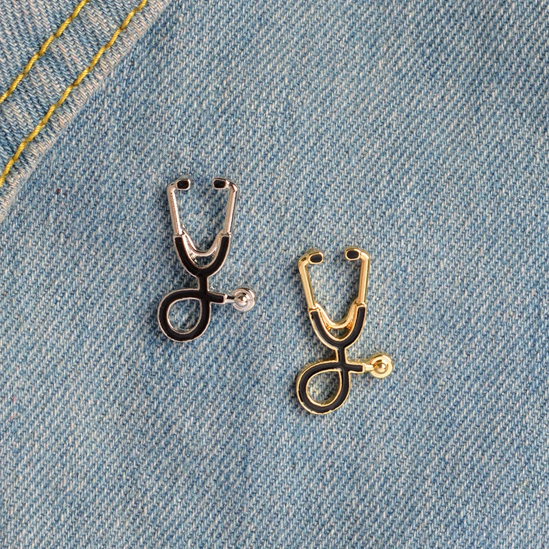 

2019 New Wish Through AliExpress Models Personalized Retro Cartoon Stethoscope Brooch Alloy Plating Buckle Accessories 8C0271