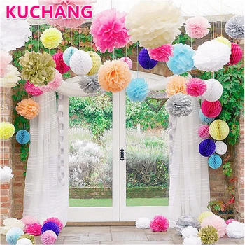 

5PCS Handmade 10inch Tissue Paper Pom Poms Paper Flower Ball Pompoms Home Garden Wedding Birthday Party Decorations Baby Shower