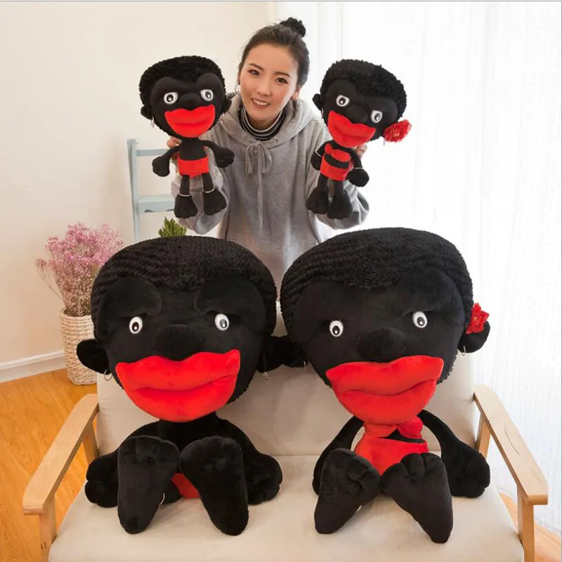 

Cute Black Couple Plush Doll Personality Kawaii Soft Pillow To Send Children Holiday Wedding Gift