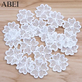 

30pcs/lot 25mm Round Flower Applique Trimming DIY Patchwork Craft Garment Accessories Decoration Sew On Guipure Lace Fabric