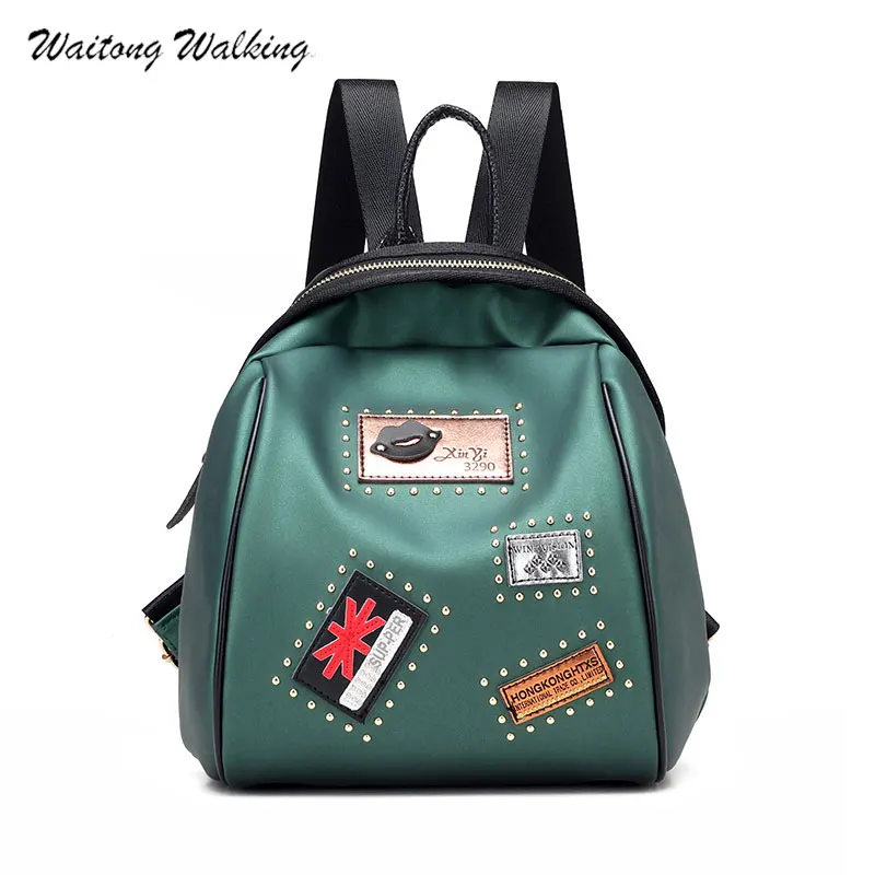 

Women Bags Backpack Leather Shoulder School Bags Rivet Matte Pearl Jelly Bagack Badge Korean Style Mochila 462