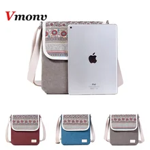 Молния Hasp холст ноутбук сумка на плечо для IPAD Mini Air 1 2 3 4 Мода через плечо 9,7 дюймов сумки для планшета для женщин