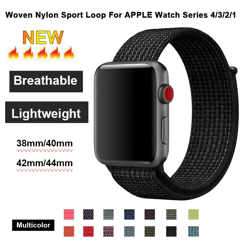 

Black White Sport Loop 40mm 44mm Band For Apple Watch 4 Fabric Wristband Belt 38mm 42mm For Iwatch 3