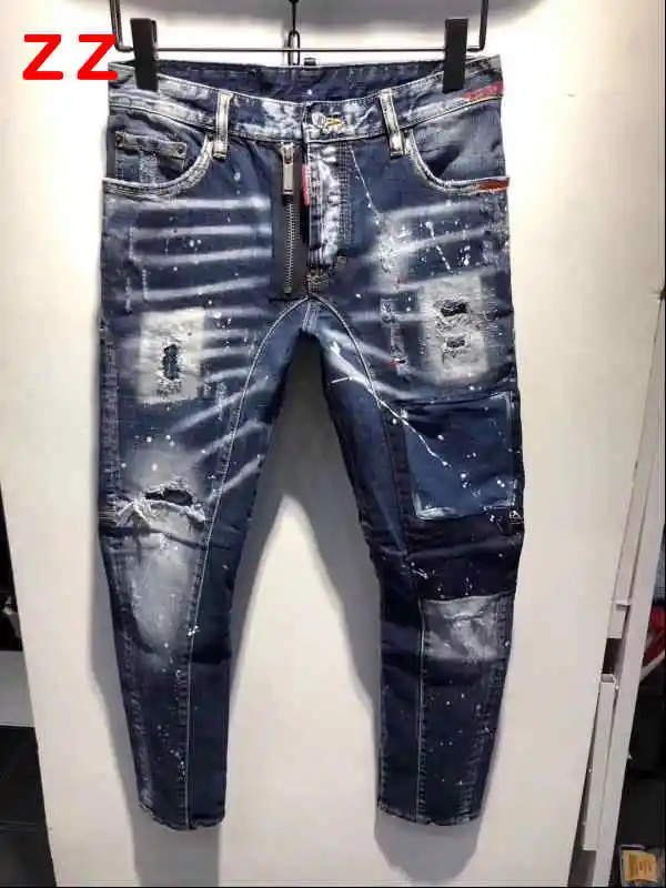 

F.N.JACK New Arrival Mens Jeans Fashion Ripped Jeans Stylish Moto Biker Slim Fit Denim Vintage Men Zipper Fly Denim