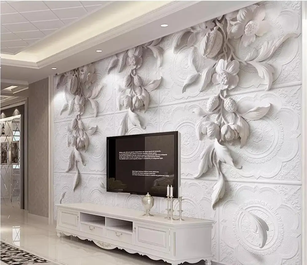 Beibehang пользовательские Европейские Белые штукатурки резьба стеновые панели обои для стен 3 d фото настенной бумаги фрески ТВ фон - Цвет: 15328758
